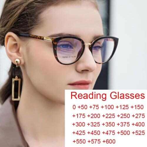 Fashion Cat Eye Leoaprd Eyeglasses Plus 0 to +6.0 Anti Blue Light Optical Glasses Charming Elegant Luxury Brand Reading Eyewear