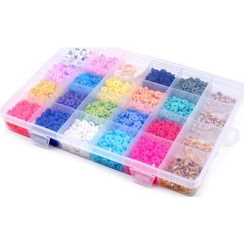 Flat Round Polymer Clay Spacer Beads for Jewelry Making Bracelets Necklace Earring DIY Craft Kit