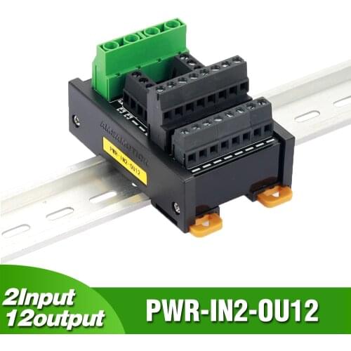 PWR-IN2-OU12 Power Terminal Splitter Distribution 2 Input 12 Output DIN Rail Mount Repeater Block Split Box