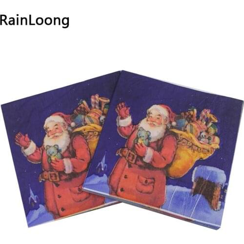 [RainLoong] Christmas Santa Paper Napkins Festive & Party Supplies Tissue Napkins Decoration Serviettes For Decoration Decoupage
