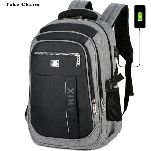 USB Laptop Backpack For Men High Quality Waterproof Outdoor Short-distance Travel Mountaineering Bag Student Bag Sports Bag Gray