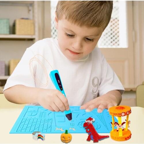 Dikale 3D Printing Pen Silicone Mat Castle Eiffel Tower Pattern 3D Printer Pens Drawing Stencils Tools Template Pad 13.8 x 9.8in