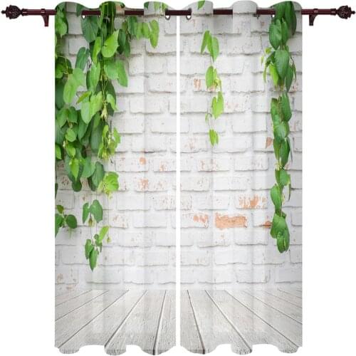 Modern Curtains Brick Wall Ivy Baby Room Bedroom Creative Window Curtains Kitchen Living Room Terrace Valance Curtains