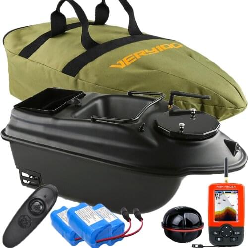 VERY100 Wireless Remote Control Fishing Bait Boat Dual Hoppers,LCD Display GPS Fishfinder,Spare Batteries,Triangle Handbag 500M