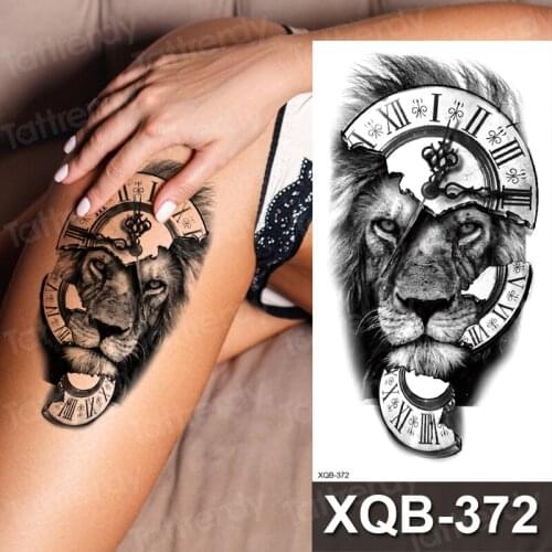 Lion tiger king forest temporary tattoos for men women body art sexy on leg arm sleeve tattoo sticker black waterproof fake