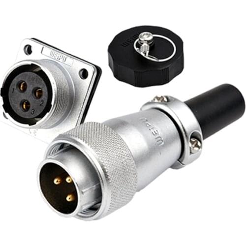 WS20 TQ Z Screw Crimping 2Pin 3Pin 4Pin 5 Pin Panel Mount Power Connector 20MM Metal Shell Cable In-line Male to Female Adapter