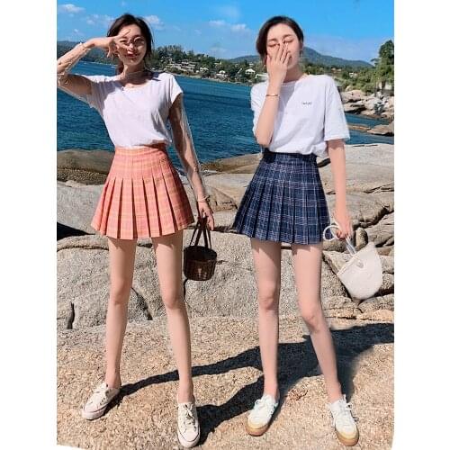 Fashion Kawaii Mini Skirt Summer Women Plaid Y2K Skirts High Waist Cute Sweet Girl Pleated Skirt Streetwear Korean E-Girl Skirt