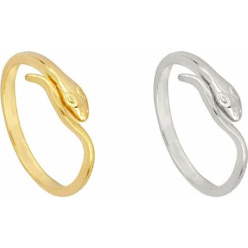YUXINTOME 24k Gold-Plated/Silver 2021 Gold Slim Snake Rings Rock Punk Resizable Rings for Women Luxury Fashion Fine Jewelry Gift