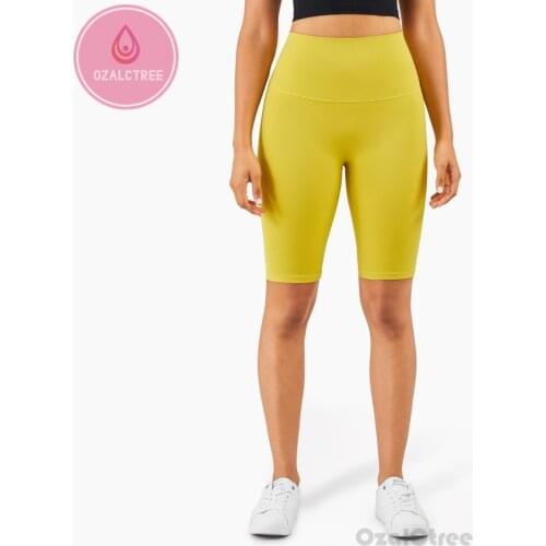 OzalCtree NO FRONT LINE Naked-Feel Compression Fitness Gym Activewear Women High Waist Plain Yoga Workout Sport Long Shorts