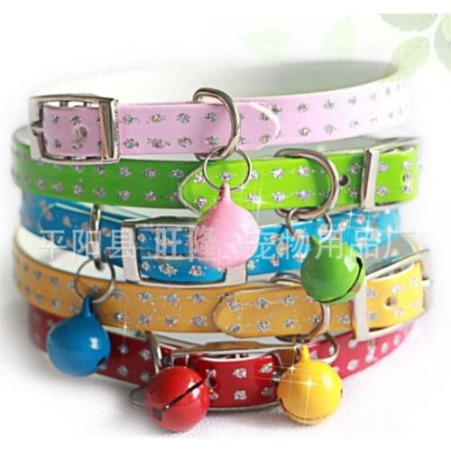 Pet supplies double row dot gold cat collars of the lacquer that bake copper bell dog chain VIP leung