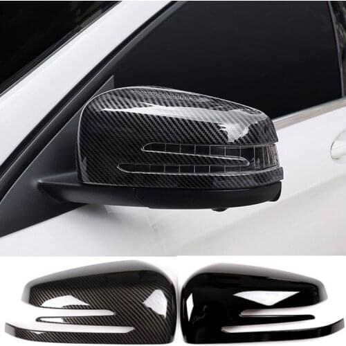 1 Pair Car Auto Carbon Fiber Side Rearview Mirror Cap Cover Trim for Mercedes Benz A B C E GLA Class W204 W212