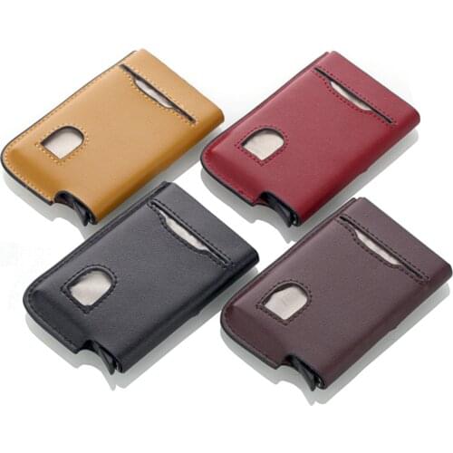 1 Piece Genuine Leather Aluminium Antitheft RFID Card Holder Blocking Mini Wallet Simple Fashion Men Women Credit Card Holder