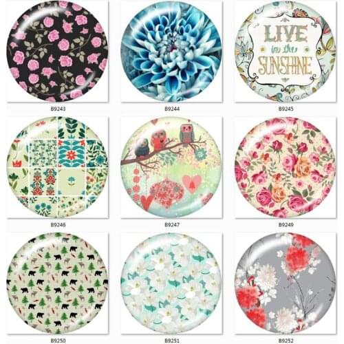 Beautiful Flower Leaf Floral 10pcs mixed 12mm/18mm/20mm/25mm Round photo glass cabochon demo flat back Making findings B9243