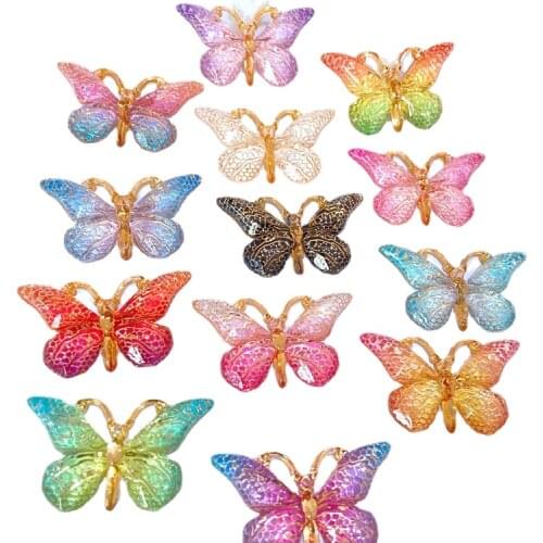 10Pcs NEW 38*22mm Butterfly Plannar Accessories Soft Rubber Jewelry Making DIY Crafts Phone Case Ornament Material