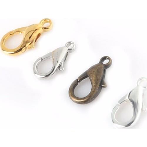 10/12/14/16mm 10pcs Small Bag Lobster Clasps Hooks Gold/Rhodium/Silver For Jewelry Making Necklace Bracelet DIY Jewelry Findings