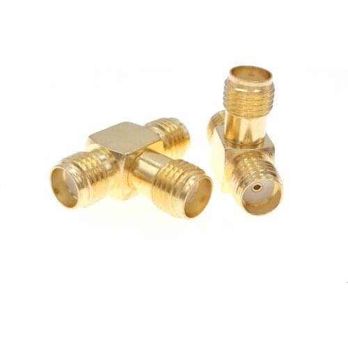 100PCS T Type SMA Female Jack To 2 Dual (Two) SMA Female Jack RF Coaxial Connector 3 Way Splitter Antenna Converter