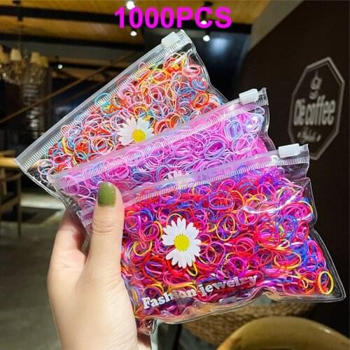 1000pcs Girls Hair Accessories Gift Nylon Rubber Band Elastic Hair Bands Headband Children Ponytail Holder Bands Kids Ornaments