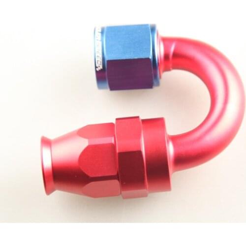180 Degree AN-10 AN10 Fitting Adaptor PTFE T-eflon Swivel Hose End Red/Blue