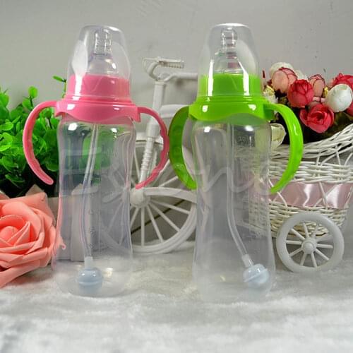 240ML Baby Cup Children Learn Drinking Straw Infant Milk Feeding Nipple Bottle
