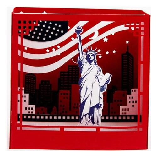 3D Laser Cut Handmade Decoration New York City Paper Invitation Greeting Cards PostCard Festival Blessing Creative Gift Souvenir