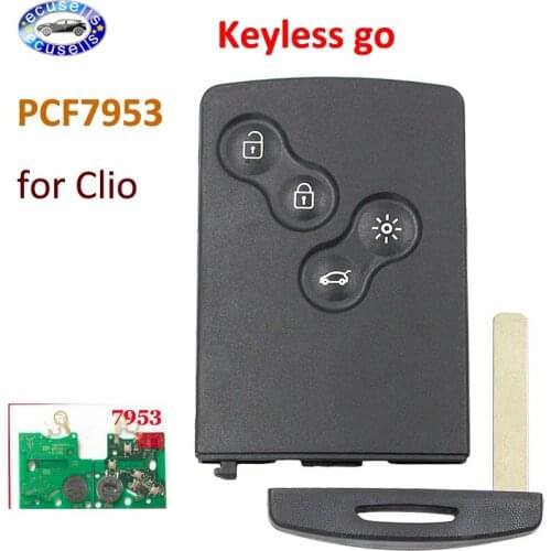 4 Buttons 433MHz PCF7953 Chip Passive Keyless Go / Entry Remote Car Key Smart System For Renault Clio IV Captur