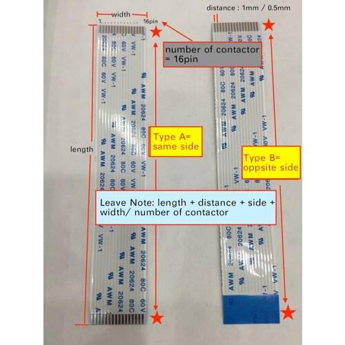 AWM 20706 20624 105C 80c 60V VW-1 Flexible FFC wide Flex Ribbon Cable wire