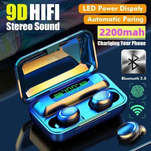 Wireless 5.0 Headphone Touch Control Sports Waterproof Bluetooth Earphone HiFi 9D Bass Stereo Earphone Headset With Microphone