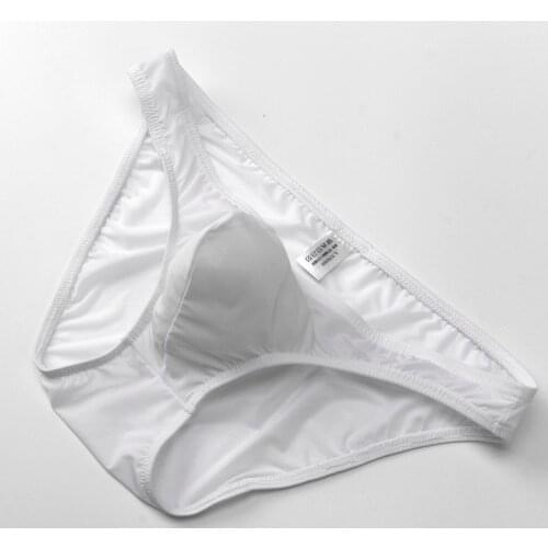 Ice Silk Mens Briefs Breathable Low Waist U Convex Ultra-Thin Sexy Transparent Underwear Stylish Youth Summer Pants
