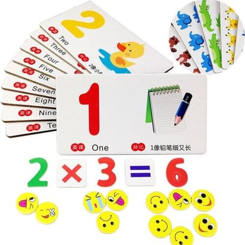 Colored Wooden Digital Learning Box Understanding Learning Arithmetic Digital Cards Early Childhood Educational Toys Hot Sale