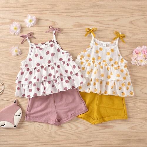 FOCUSNORM Summer 1-4Y Infant Baby Girls Clothes Sets Polka Dot Printed Sleeveless Belt Tops Shorts 2pcs