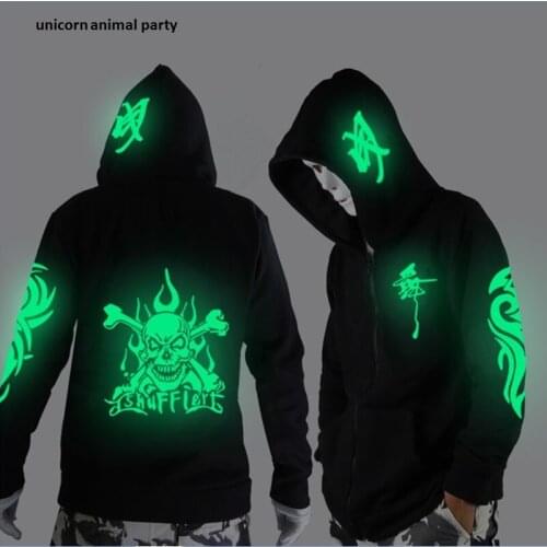 Unisex Noctilucent long-sleeved jacket clothes loose coat and students fashion clothing dance night shining clothing ghost dance