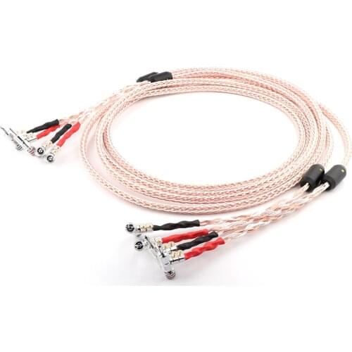 HI-End 7N OCC Copper Audiophile Speaker Cable with right angled banana plug loudspeaker cable