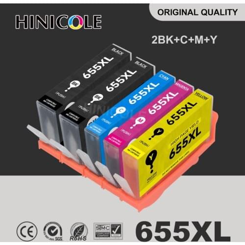 HINICOLE 5PCS Compatible For HP 655 For HP655 C M Y BK Ink Cartridge with chip For HP Deskjet 3525 4615 4625 5525 6520 6525 6625