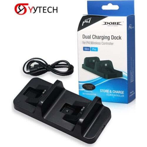 SYYTECH TP4-002S Game Controller Dual Charging Stand Station Charger Dock For PS4 Slim Pro Gamepad