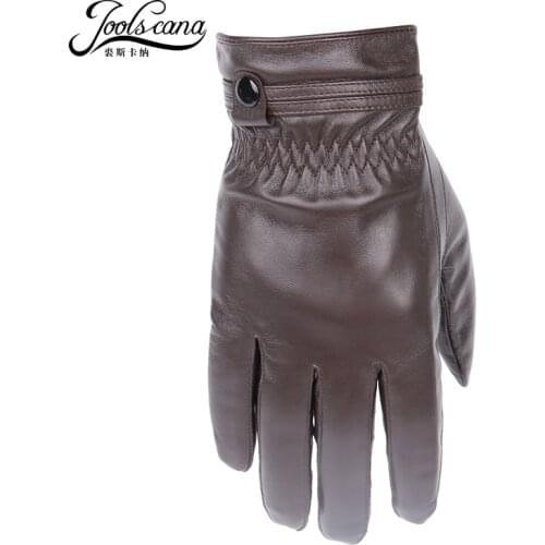 JOOLSCANA leather gloves for men winter autumn fashion Sensory gloves made of Italian imported natural lamb sheepskin wrist