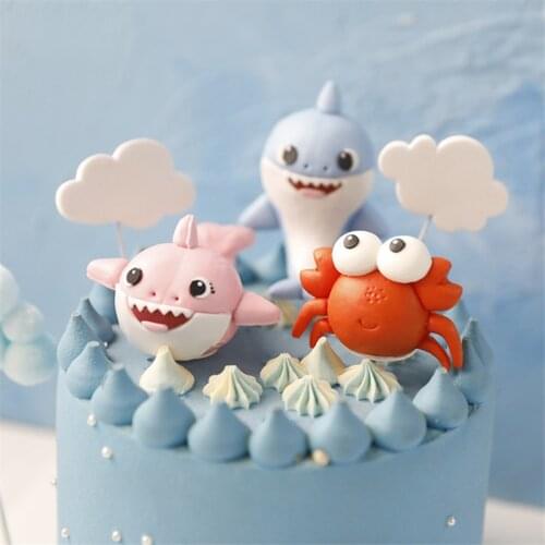 Sea Animal Decorations Ocean World Girl Cake Topper Birthday Dessert Decoration for Childrens Day Party Supplies Lovely Gift