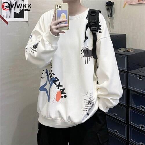 WWKK Mens Hoodies Anime Print Sweatshirt Male Hip Hop Harajuku Japanese Streetwear Pink Hoodie Men Sweatshirts Casual Wear