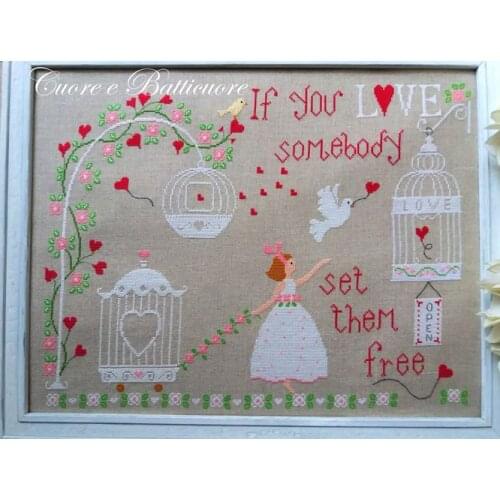 Love is freedom - girl and dove 61-47 cross stitch kit aida fabric 18ct 14ct canvas cotton thread embroidery kits
