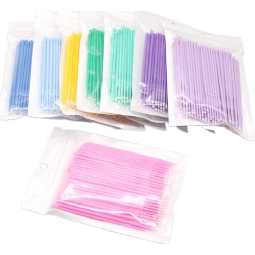 100pcs/Bag Disposable Makeup Eyelashes Brushes Micro Mascara Brush Eyelash Extension Individual Lash Removing Tools