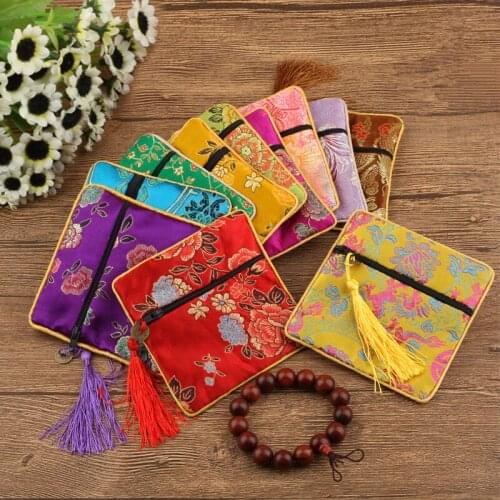 Wholesale 30PCS Multicolor square zipper disk jewelry bag wenwan cloth bag bracelet bag Jewelry bag 11X11CM