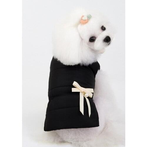 Wholesale Autumn Winter Dog Clothes For Small Dogs Girls Coat Teddy Bow Keep Warm Thick Wadded Jacket Puppy Outfit Pet Clothing