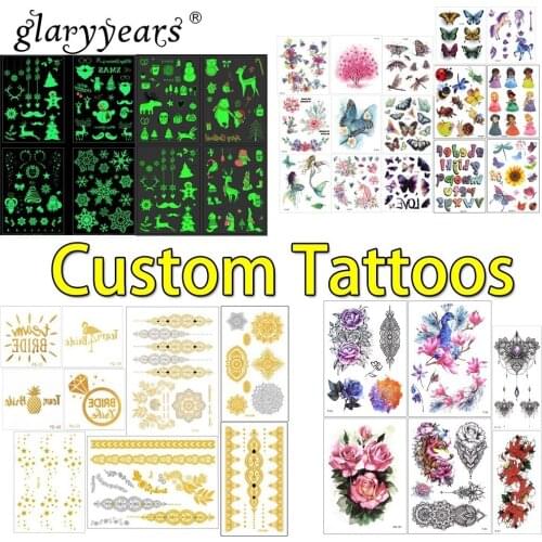 Glaryyears Custom Tattoo Personalized Temporary Tattoo Sticker Waterproof Make Your Own Design