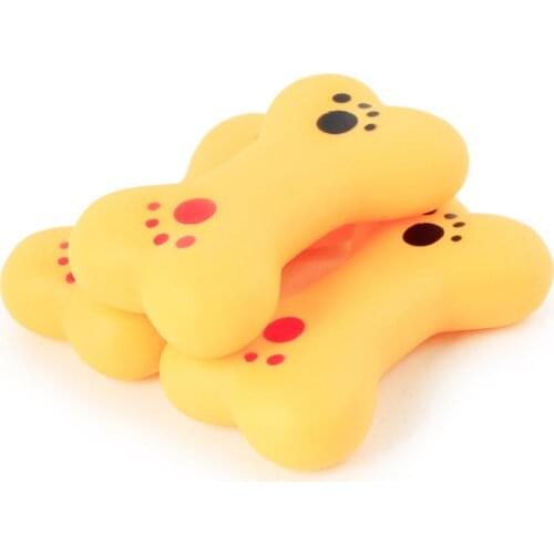 Pet Puppy Dog Squeaky Fetch Bone Shape Toys Bite Resistant Squeeze Chew Toy For Aggressive Chewers Cute Colorful Ball Design