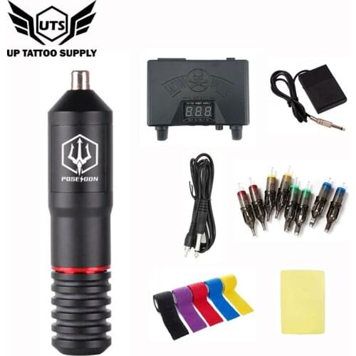 Complete Professional Tattoo Pen Set Makeup Machine Eyebrows Tattoo Gun With Power Supply Cartridges For Beginner Starter