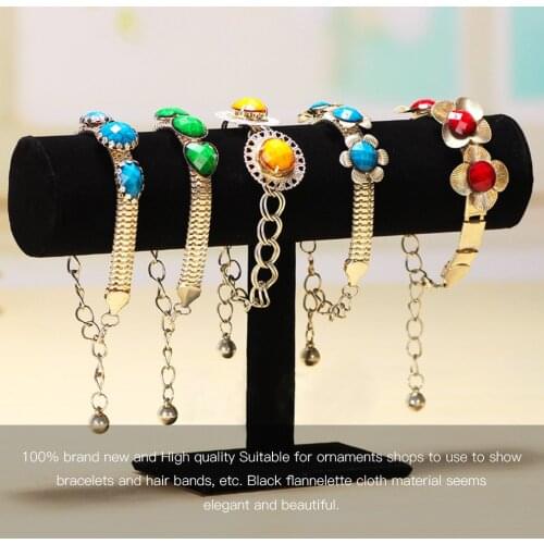 Portable Velvet Leather Bracelet Bangle Necklace Display Stand Holder Watch Jewelry Organizer T-Bar Rack