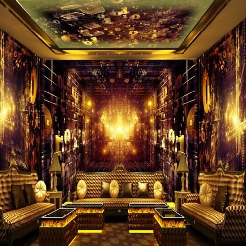 Drop Shipping Custom 3D Photo Wallpaper Golden Cool Digital Technology 3D Stereo Background Wallpaper Mural Guest Room Backdrop