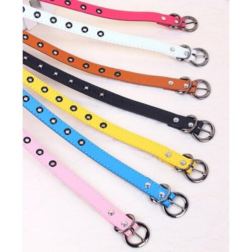 Child Pu Leather Belts Candy Color Waist Belts Classic Boys Girls Waistband Fashion Alloy Buckle Leisure Waist Strap Belt 99Cm