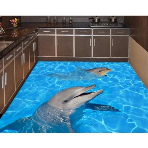 Sea beach floor stickers dolphin Waterproof floor mural painting Custom Photo self-adhesive 3D floor