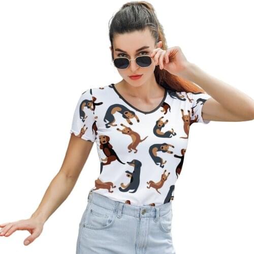 Dachshund T-Shirt New Fashion Summer T Shirt O Neck Ladies Printed Short-Sleeve Polyester Tee Shirt