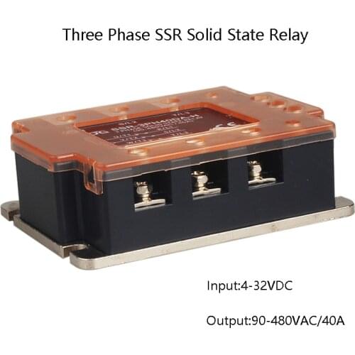 SSR-3PH40DA-H Three Phase Solid State Relay DC AC 5V 12V 24VDC Input Output 480VAC 10A 25A 40A 60A LED SSR Control Relay Board